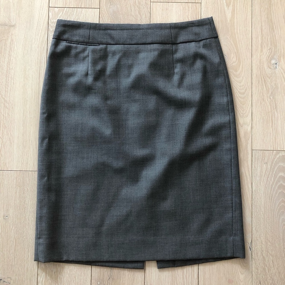 J. Crew Super 120’s Pencil Slit Mini Skirt in Grey